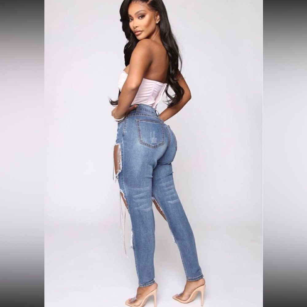 Fashion nova diamond tears‎ midrise skinny jeans Size M D40 - Picture 3 of 10